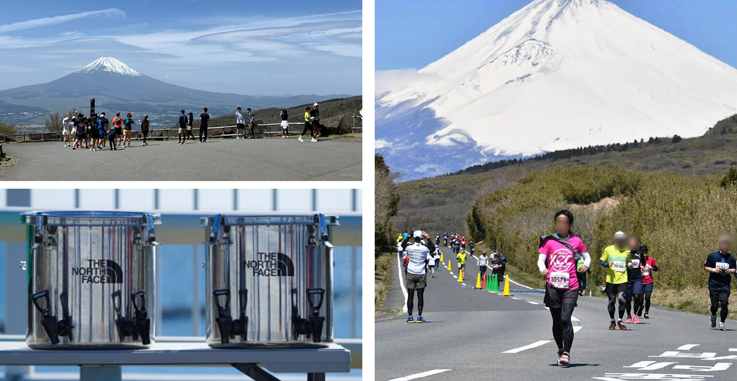箱根ランフェスのランナーとウォータージャグ