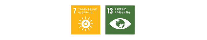 SDGsの目標「7.エネルギーをみんなに。そしてクリーンに」「13.気候変動に具体的な対策を」